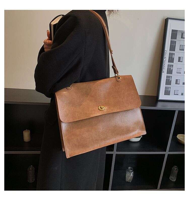 Designer Bag JIAERDI Vintage Coffee Shoulder Bag Women Preppy Style Leather Casual Crossbody Bags Female Retro Jk Briefcase Tote Bag Aethetic handbag