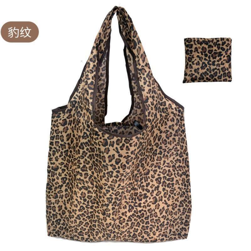 Designer Bag Large Capacity Leopard Print Hand Shopping Bag Women's Daily Folding Handbag