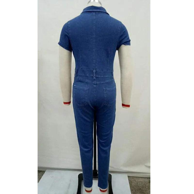 plus size denim jumpsuit women rompers new hot summer one piece skinny high waist jeans bodysuit overalls pantalon femme fashion coAt