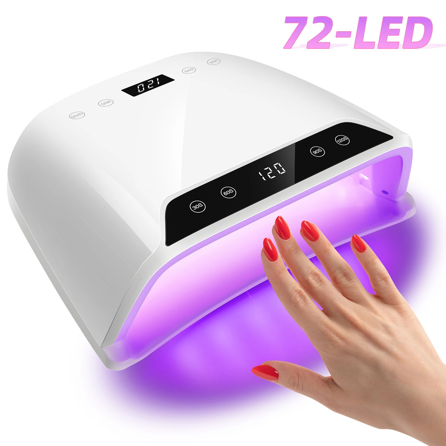 320W Big Space UV LED Nail Lamp For Manicure Drying Gel Nail Polish 72 LED Nail Dryer With Two LCD Screens Nail Salon Tools 241104