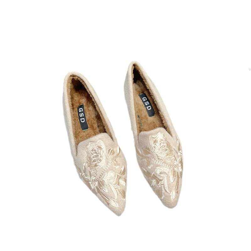 Korean Version Winter New Fashionable Versatile Pointed And Fuzzy Fur With A Single Kick In The Middle, Women's Warm Cotton Shoes