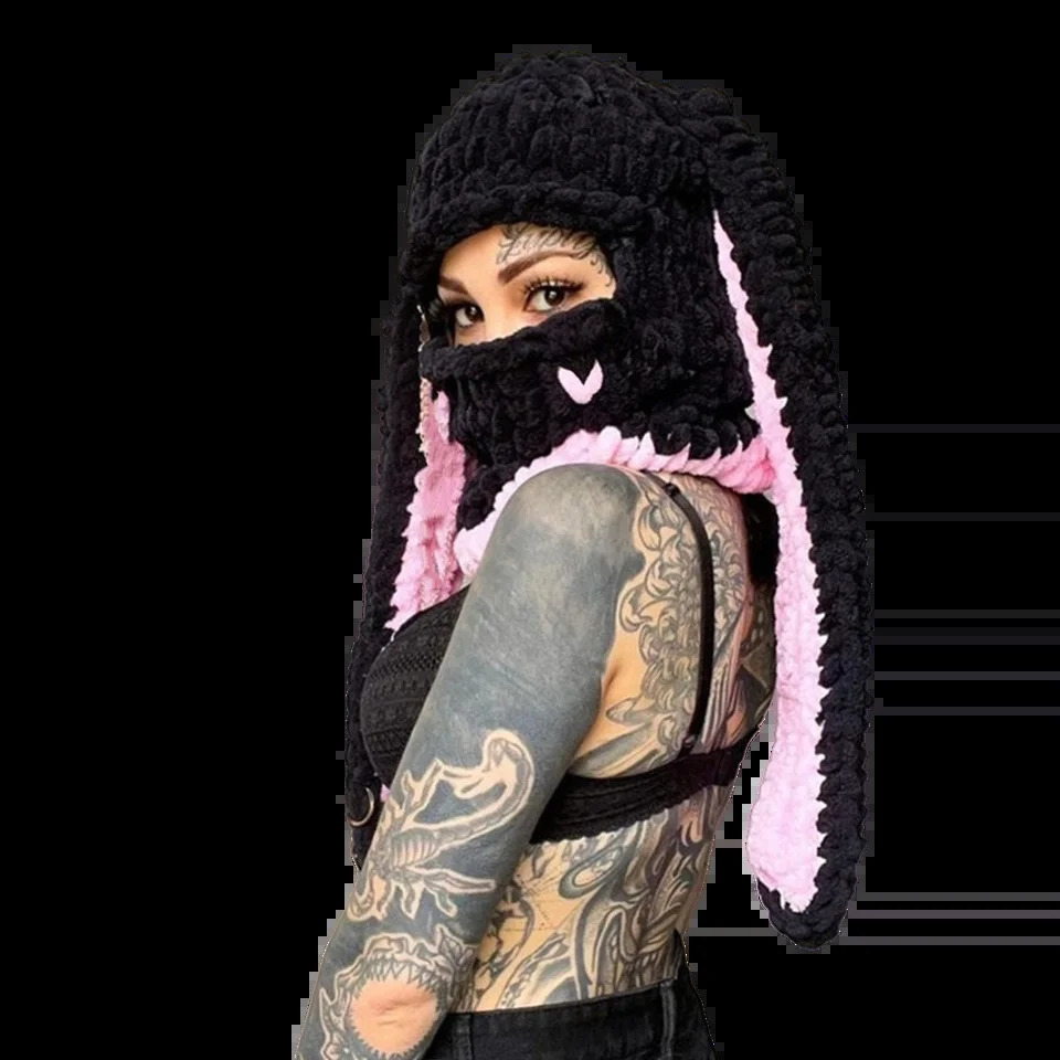 Ladies Big Rabbit Ears Hat with Thick Velvet Warmth Headset Cute Knitted Wool Daily Leisure Party 241105