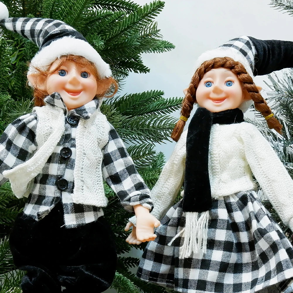 2 Pcs Christmas Elf Couple Doll Decoration Home Christmas Tree Decor Pendant Ornaments Elves Gorgeous Toy Year Navidad Natal 241104