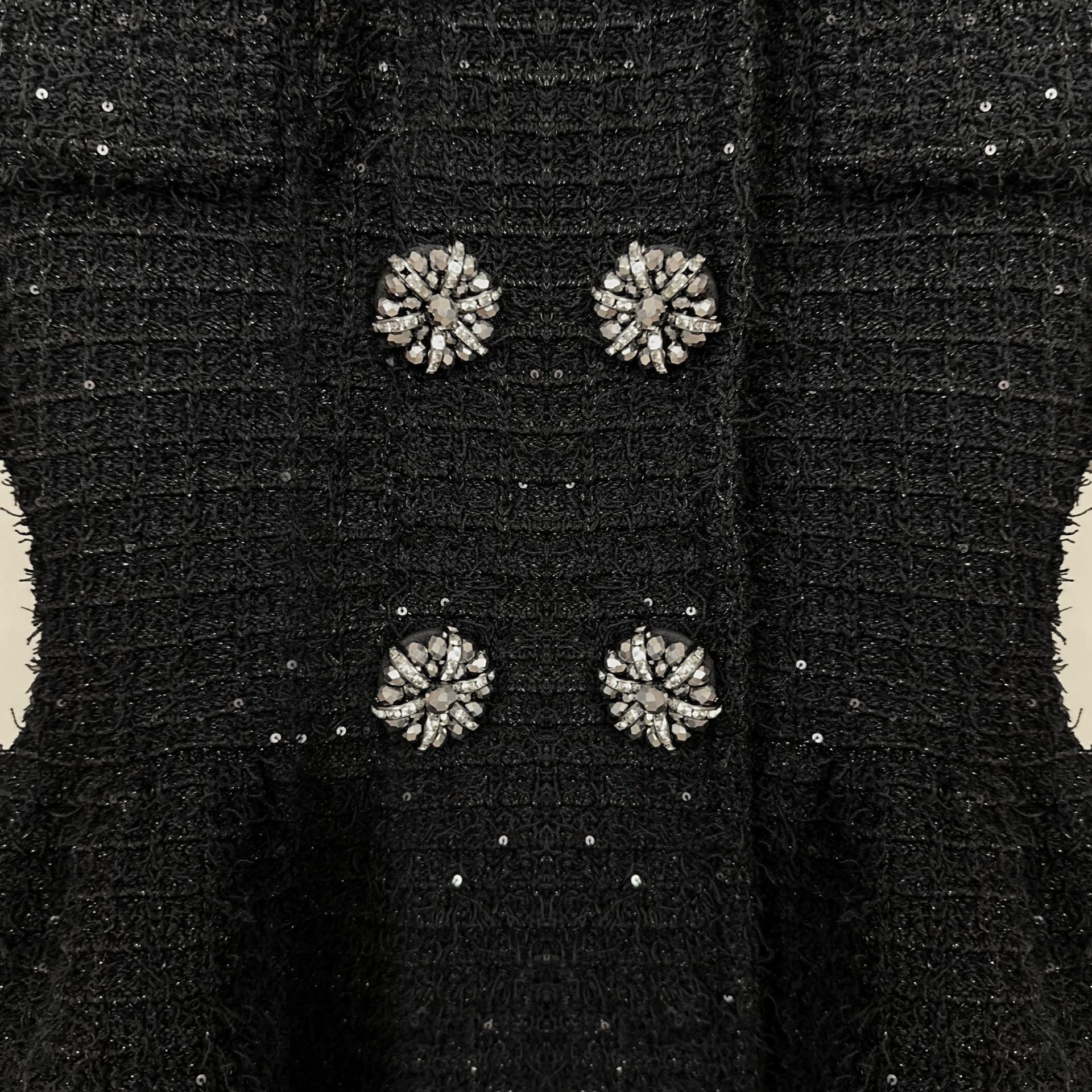 Quality Double Breasted Dia Sequin Knitting Evening Dress Women Long Sleeve Peplum Midi Party Dresses Black Knitwear