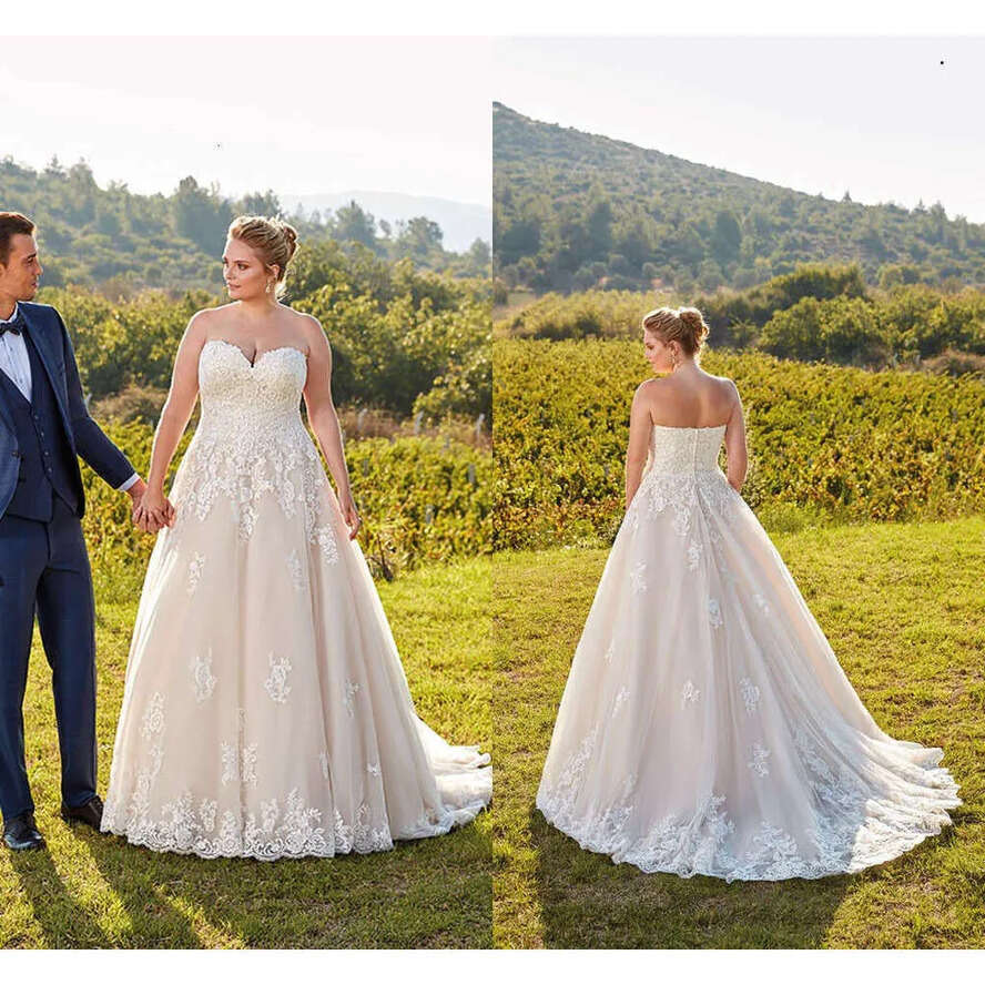 Plus New Designer Size Country Style Lace Dresses Sweetheart Applique Or Length Elegant Wedding Dress Bridal Gown Vestidos
