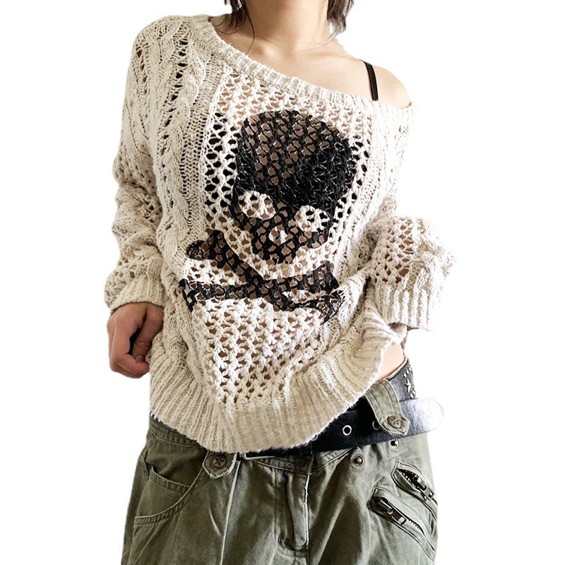 Autumn And Winter New Street Style Knitwear Jacket Hollowed Out Fried Dough Twists Loose Pullover Sweater Women