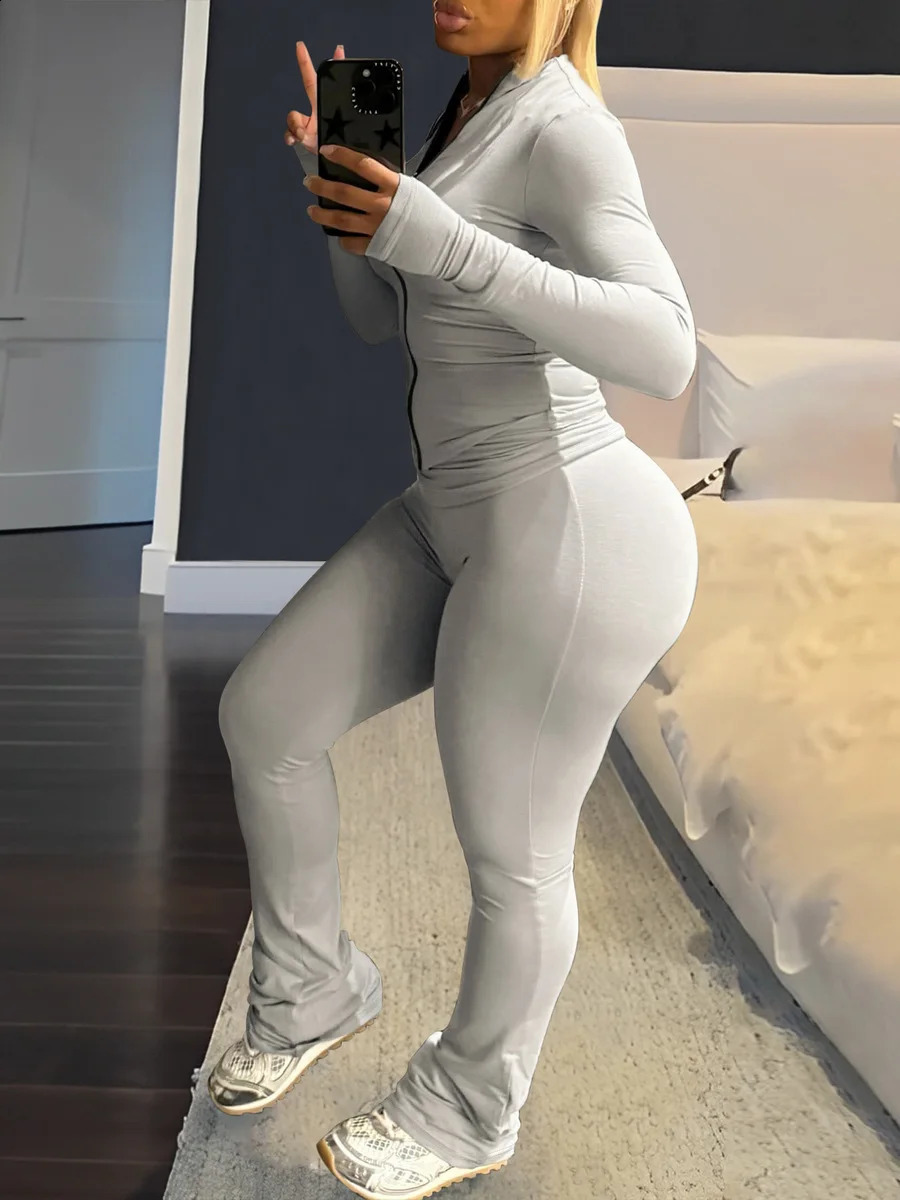 LW casual 2pcs sets fitness yoga suits womens matching sets Autumn long sleeve Zipper Top coat Skinny Pants Set 241105