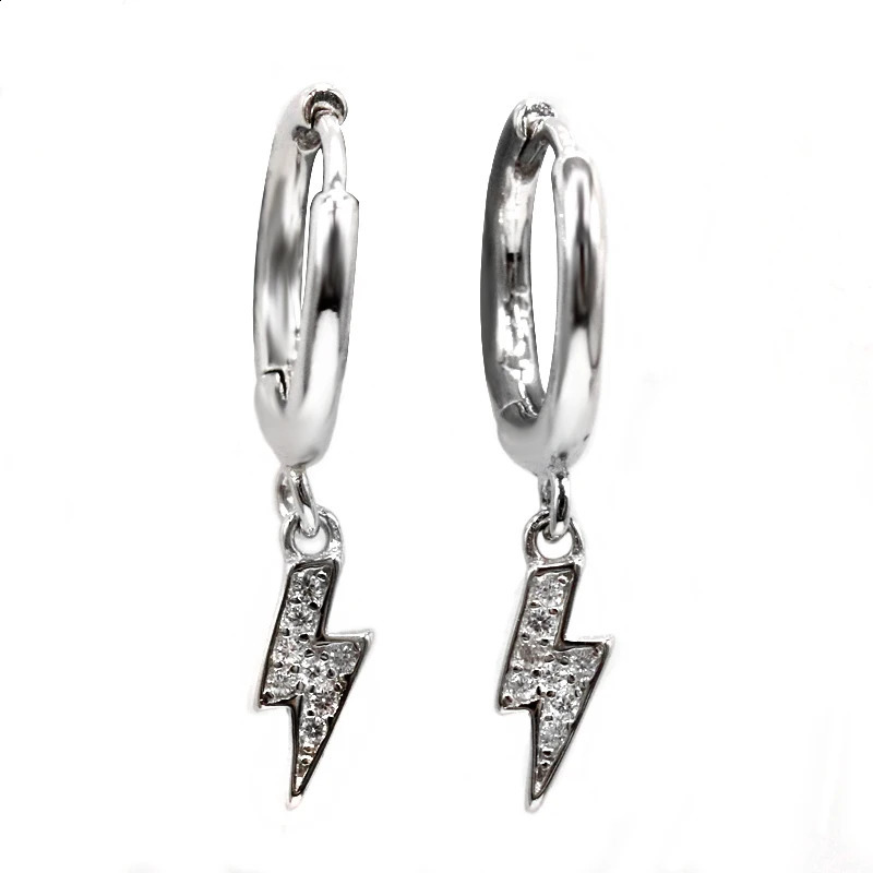 S925 Silver Gothic Lightning Earrings Pendant Earrings Lightning Pendant Punk Cool Y2K Gift Recommendation for Men and Women 241105