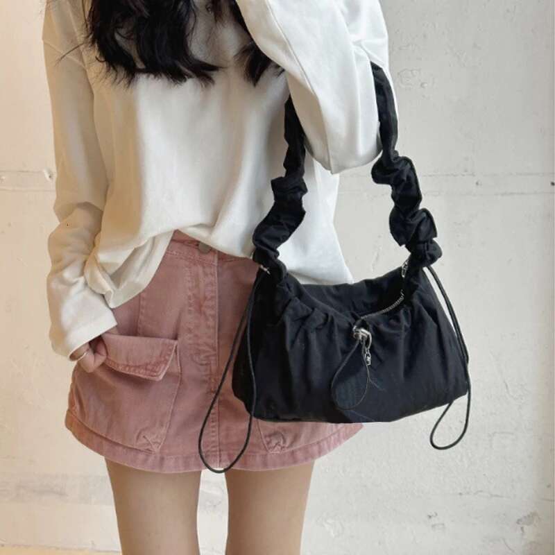 Simple Fashion Fold Shoulder Vintage Casual Designer Underarm Crossbody Bag Women 2025 New Handbags High Quality