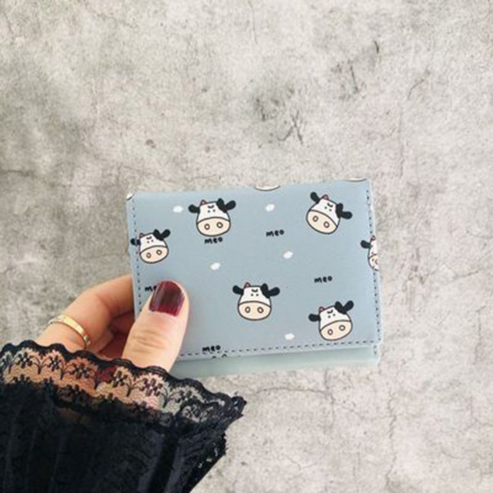 New Multi Slot Short Board Small Change Mini Three Fold Designer Cow Card Bag