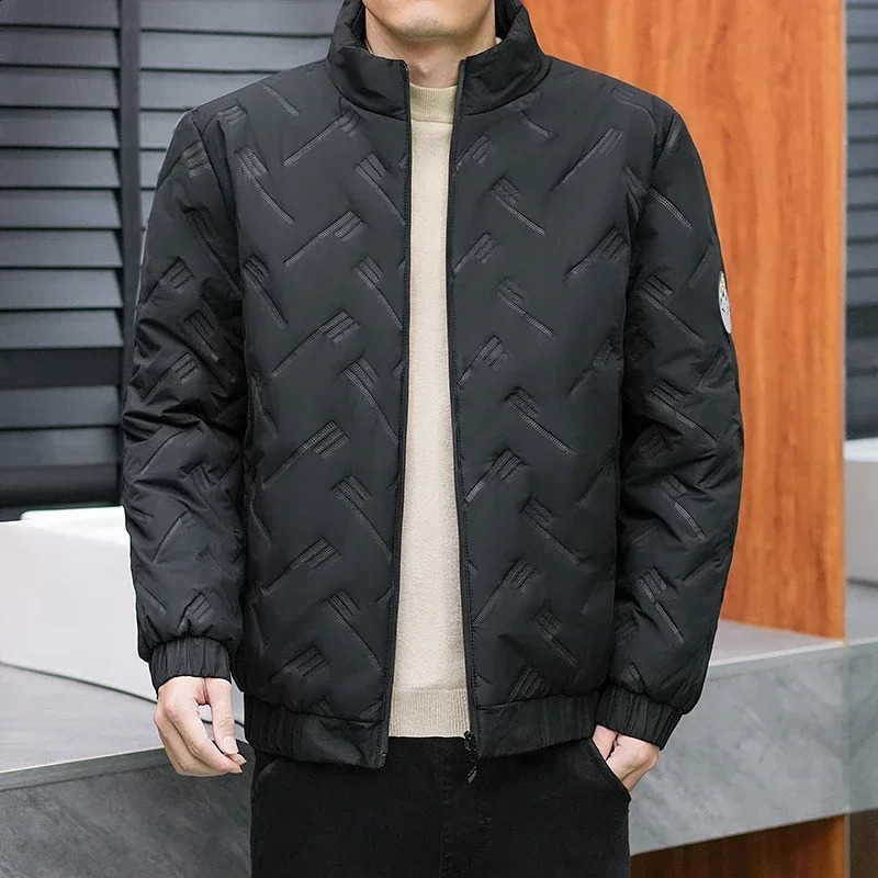 Winter Jacket Men Quilted Cotton Padded Coat Warm Streetwear Stand Collar Casual Puffer Plus Size 6XL 241105