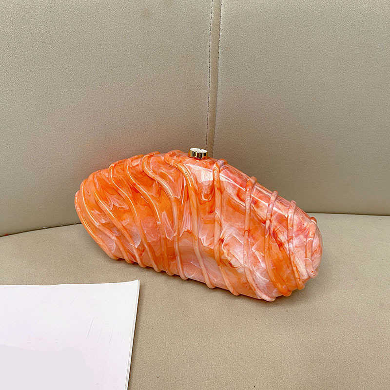 Simple Stone Patterned Acrylic Bag Women's Striped Simple Chain Dinner Hand-held Crossbody Valentine Bag 241105