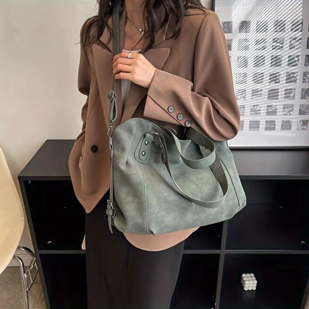 Vintage Large Capacity Women'S Bag Versatile Crossbody Bag One Shoulder Tote Bucket Bag Shopping Bags High Quality Totes Bags