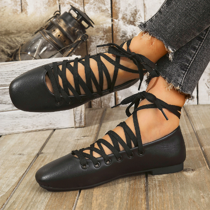 Chic French Style Mary Jane Pumps for Ladies - Seasonal Footwear with Square Toe Design