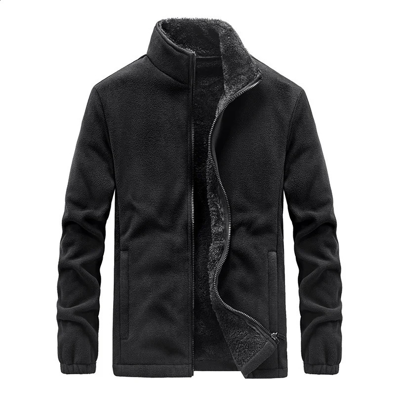 Winter Mens Stand Collar Coats Plush Thickened Jackets Autumn Outdoor Camping Heating Jacket Large Solid Color Tactical 241105