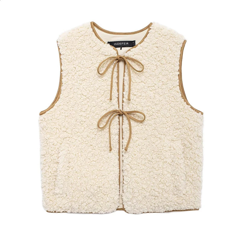 Womens autumn casual cashmere vest womens fashionable pocket sleeveless top loose vest 241105