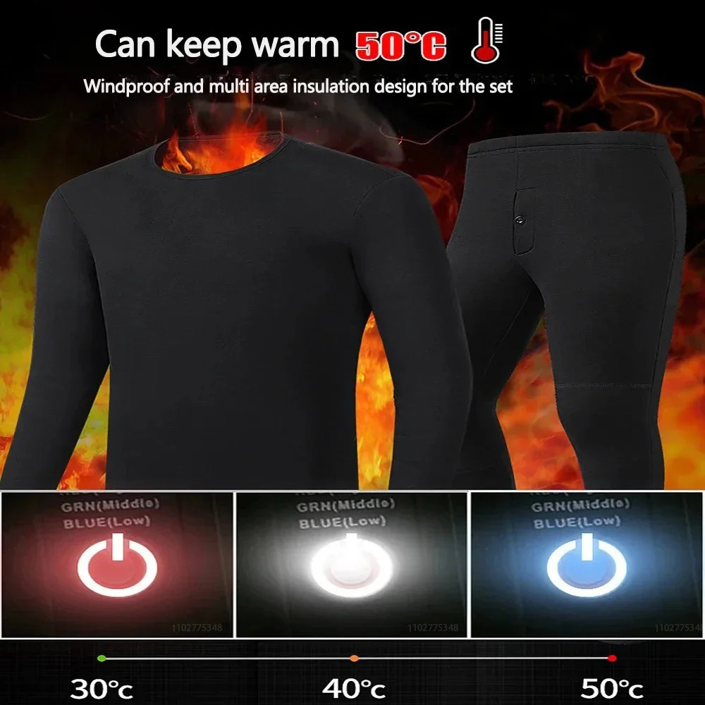 Self Heated Underwear Winter 28 Areas Heated Jacket Men Women Electric Heated Skiing Underwear Snowboarding Thermal Clothing 241105