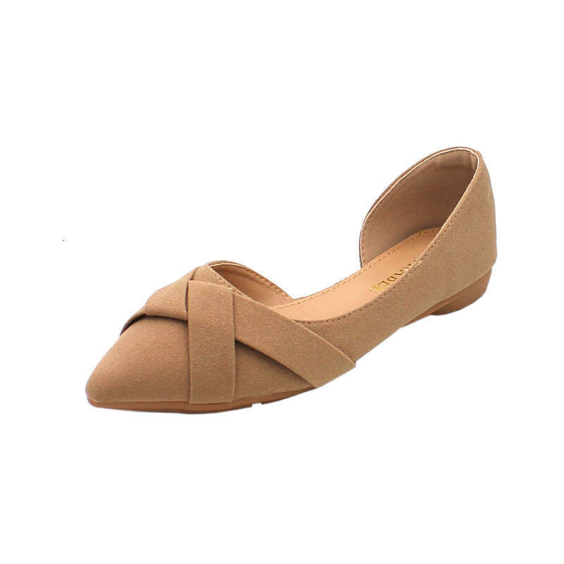 2023 Korean Version New Side Air Breathable Black Work Shoes, Daily Fabric Surface Pointed Shallow Mouth Soft Sole Flat Shoes