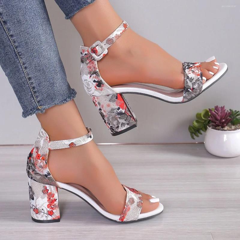 Sandals Woman 2024 Summer Elegant Designer Women Female Sale Fashion Comfortable Medium Block High Heels Shoes