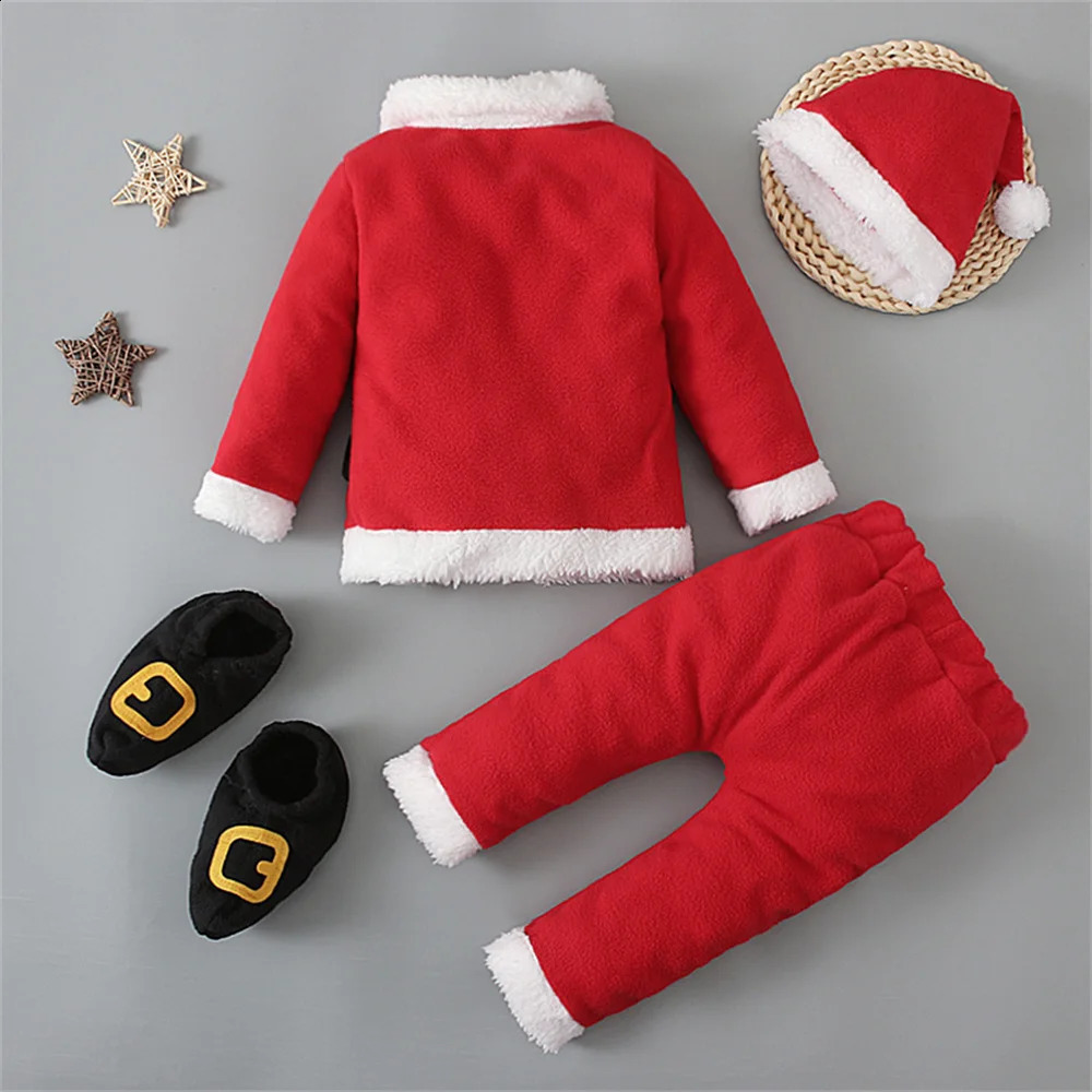 Baby Christmas set for young children boys and girls Santa Claus clothing long sleeved tops pants hats and socks set Christmas born baby clothing 2411