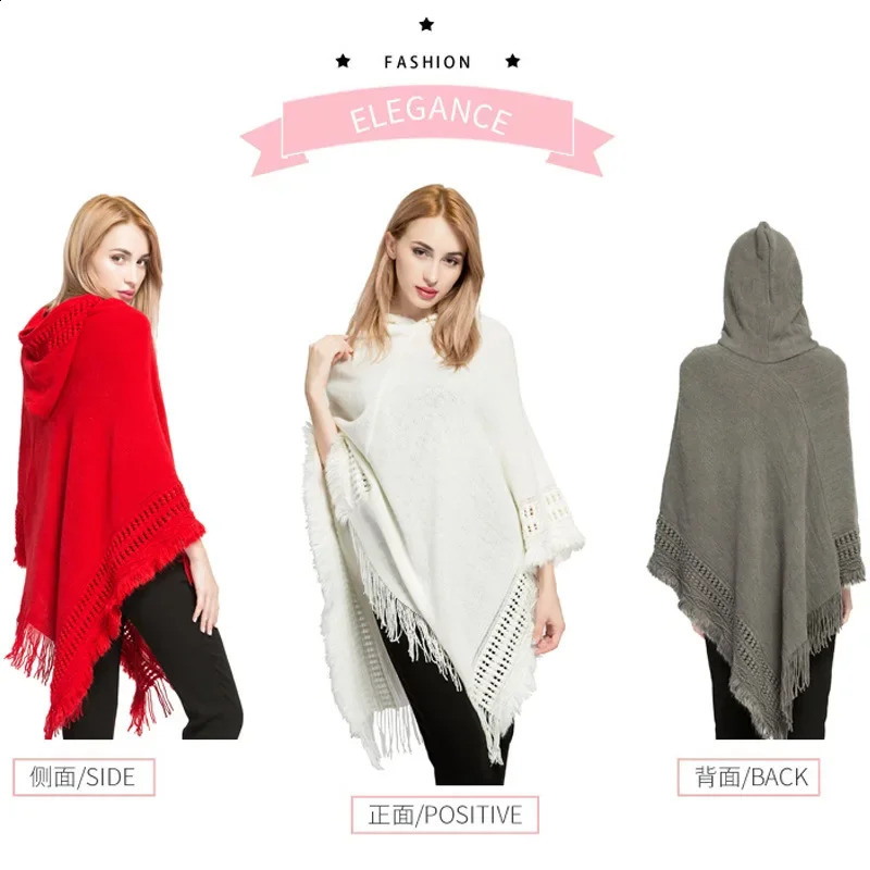Fashion Winter Ponchos and Capes for Women Oversized Shawls Multifunction with Caps 241105