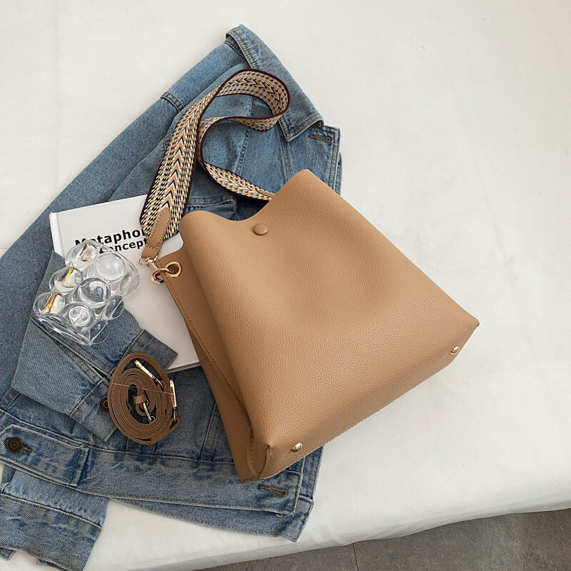 Fashion Women's Bucket Bag Handbag PU Leather Shoulder Width Designer Shoulder Strap Women's Crossbody Bag Women's Handbag