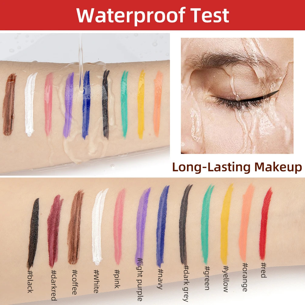 12 Colors Matte Liquid Eyeliner Set Rainbow Colorful Eyeliner Pencil Pigmented Waterproof Long Lasting Gel White Eye Liner Pen 241104