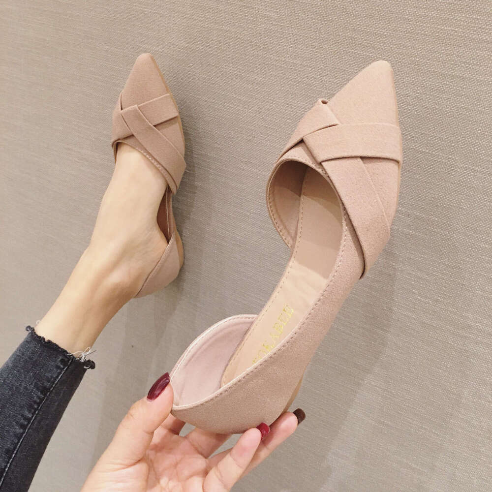 2023 New Comfortable Versatile Set Of For Spring And Autumn, Black Flat Shoes, Women's Pointed Work Shoes
