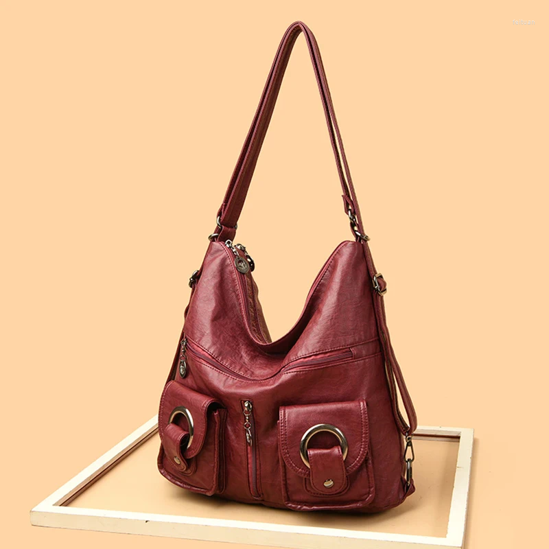 Shoulder Bags High Quality Leather Multi Functional Bag Retro Fashion Women's Backpack Waterproof And Wear Resistant Square Sac