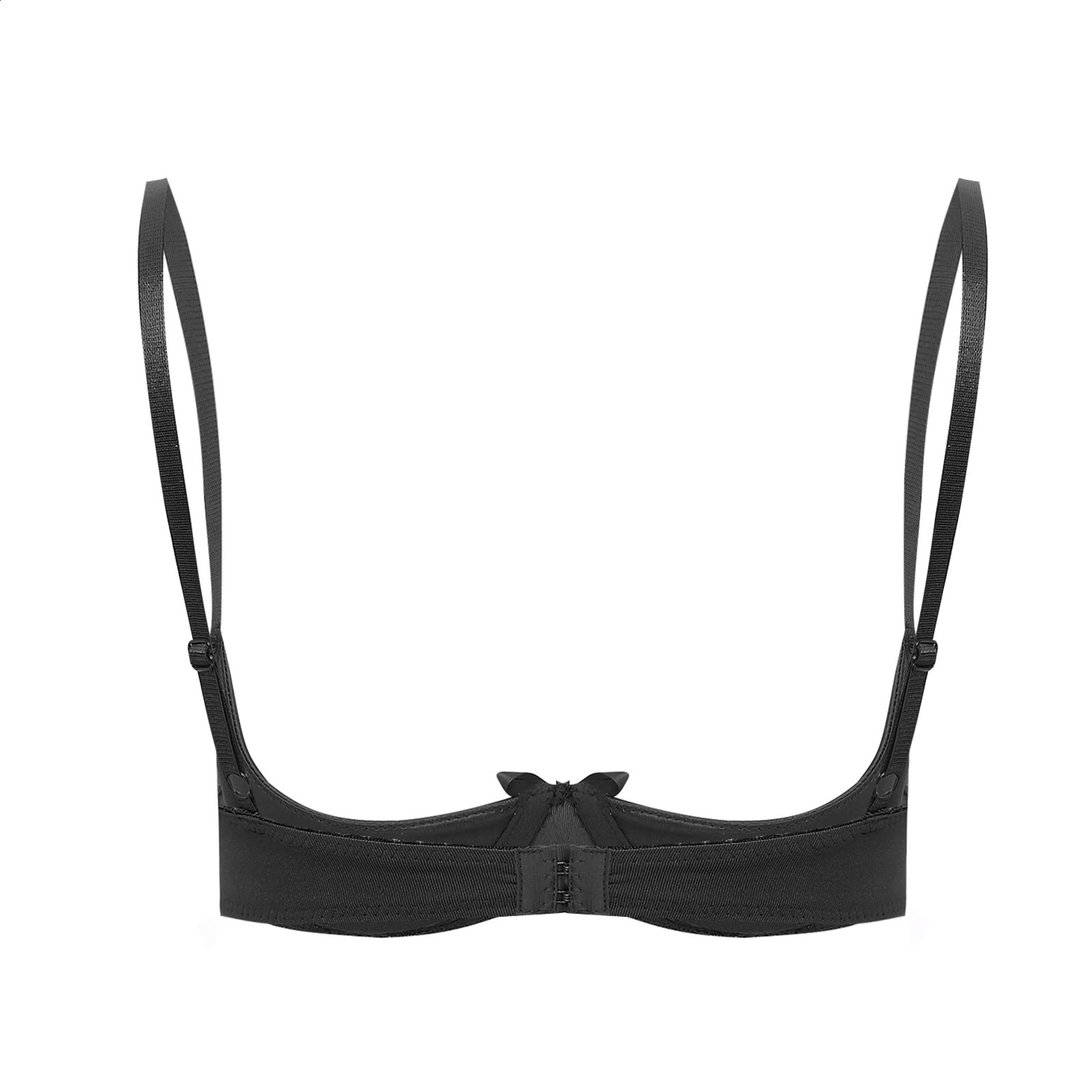 Womens Sexy Open Cup Bras Satin Lingerie Exposed Nipples Chest Brace Adjustable Straps Underwire Brassiere Underwear Nightwear 241105