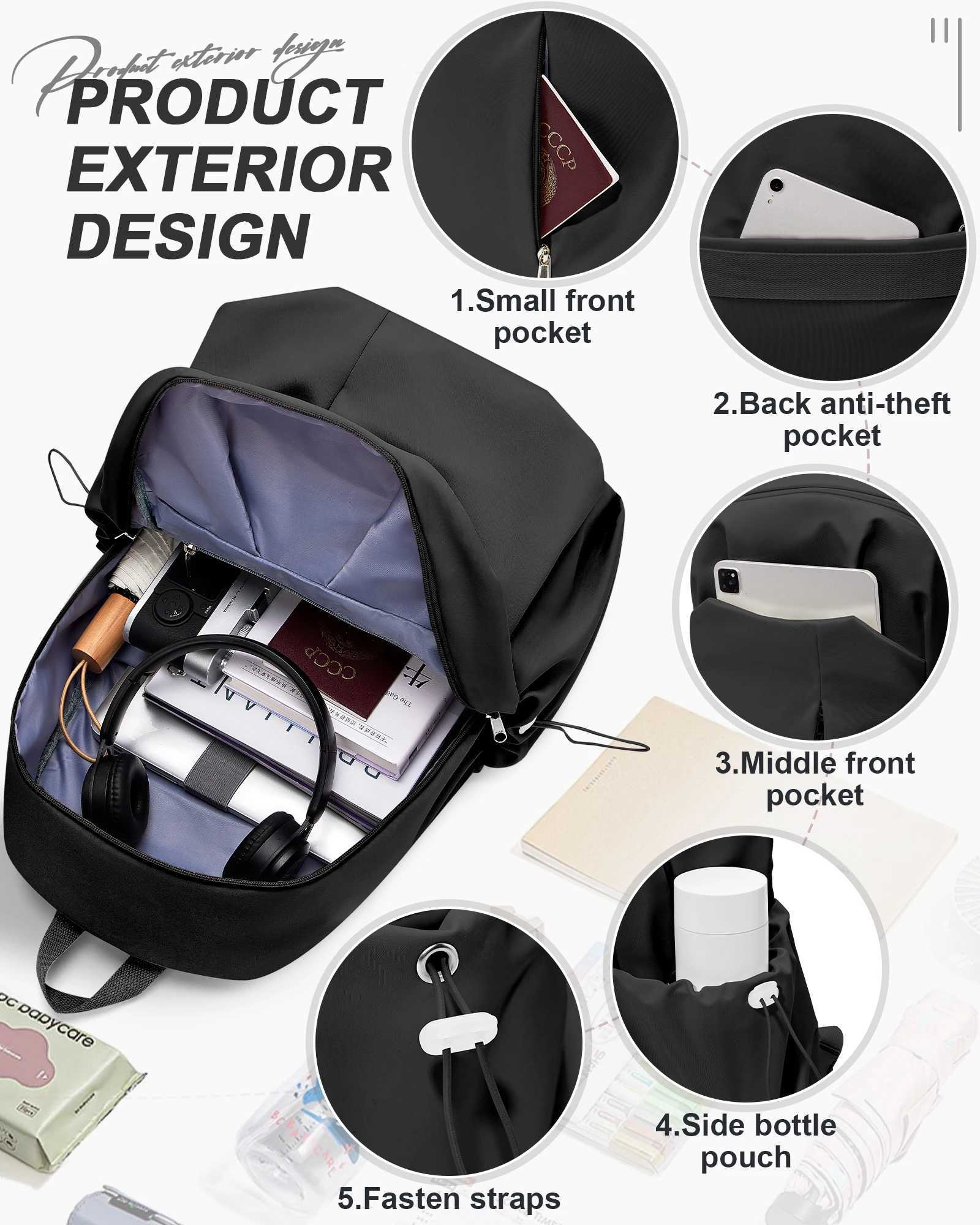 CMM School Backpack for Girls Boys Waterproof Bookbag Women Men College Student Bag Lightweight Travel Rucksack Casual Da 241105
