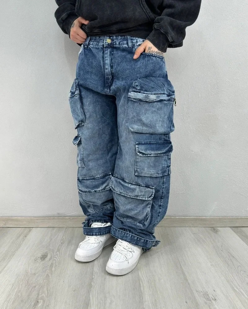 American Street Retro Personality Washed Highwaisted Jeans Men Y2k Haruku Hiphop Rock Casual Oversized Wideleg Pants Women 241104