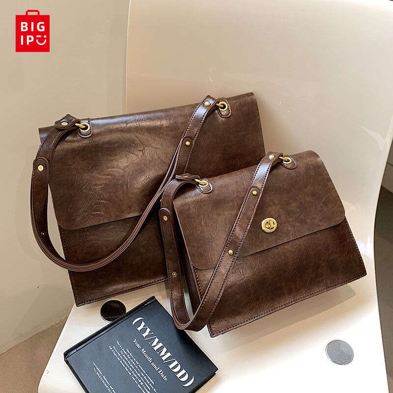 Designer Bag JIAERDI Vintage Coffee Shoulder Bag Women Preppy Style Leather Casual Crossbody Bags Female Retro Jk Briefcase Tote Bag Aethetic handbag