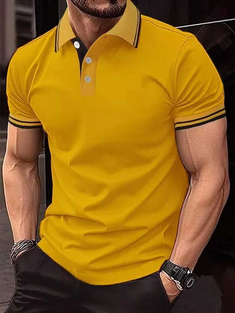 2024 New Solid Color Collar Shirt Summer Fashion Breathable Mens and Womens Short sleeved T-shirt Reason for Top Mens Wear W241104