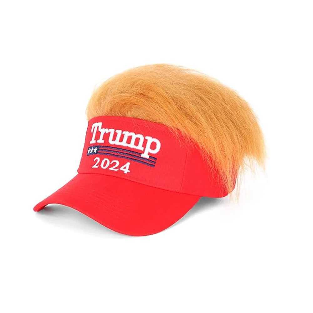 Synthetic Trump 2024 Hair Hat Donald Trump Makes America Great Again Wig Hat Embroidered Super Adjustable MAGA Baseball Hat Y241104