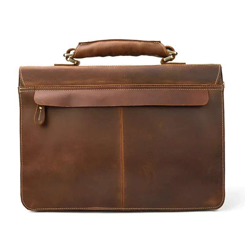 Mens Briefcase Laptop - Genuine Cow Leather Office Tote, Business Travel Messenger, Shoulder Crossbody Bag For Men