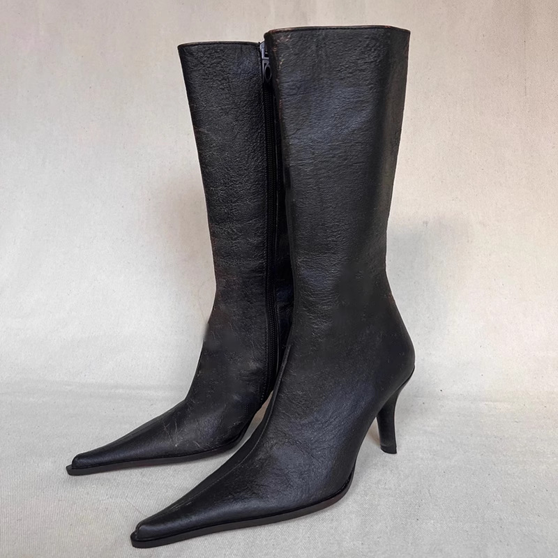 Autumn Detachable Retro Pointed Buckle Cowboy Boots.