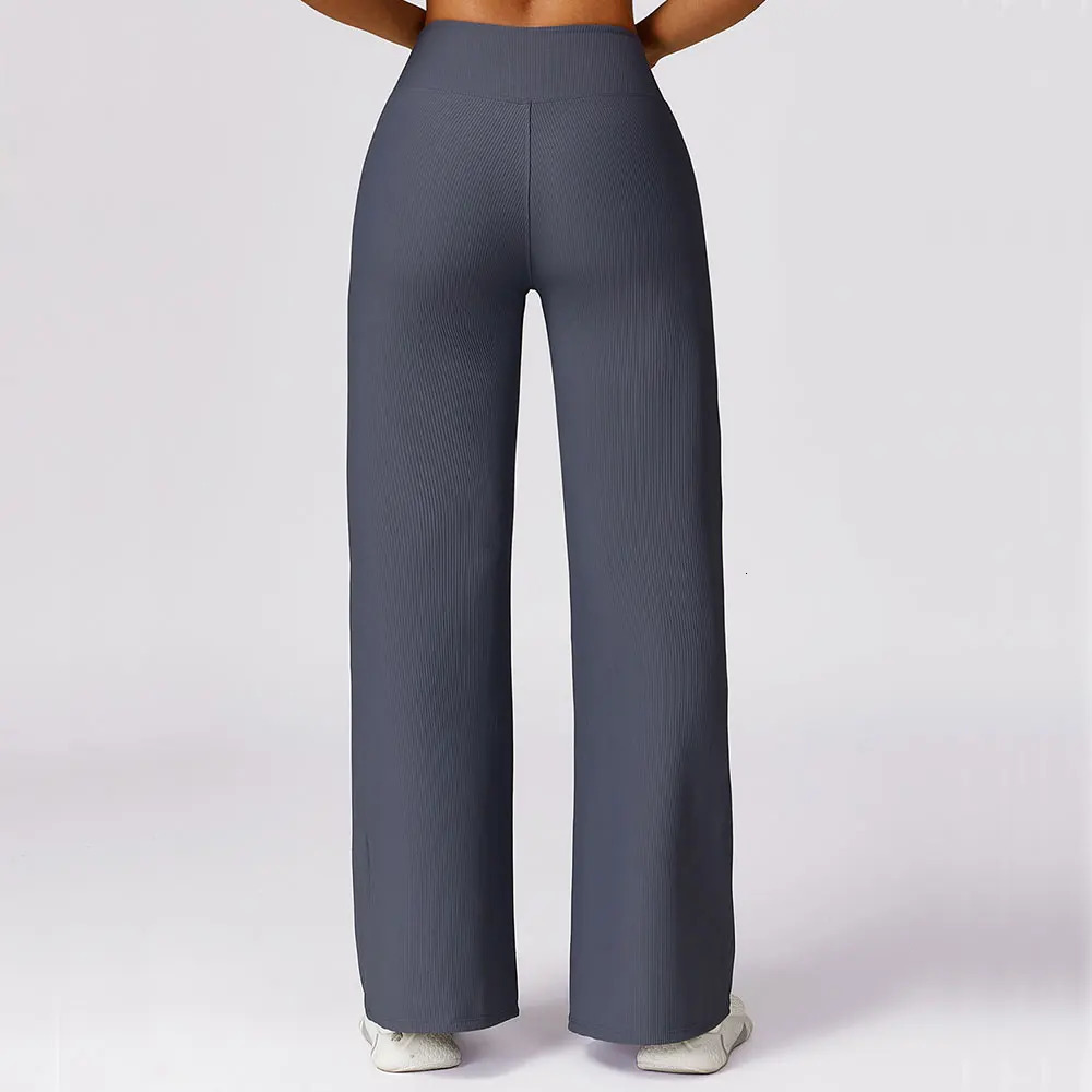 Women Flare Leggings High Waist Wide Leg Yoga Pants Ribbed Fitness Workout Tights Gym Sports Trousers Casual Slimming Clothing 241104