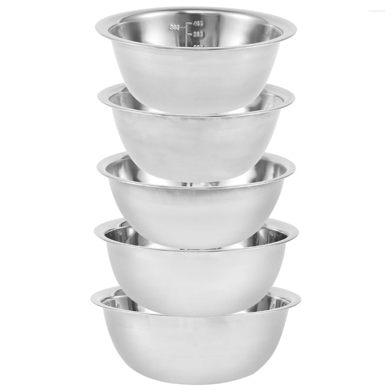 Bowls 5Pcs Stainless Steel Mixing Multipurpose Soup Basin Nesting Whisking Set For Kitchen Cooking Baking Storage