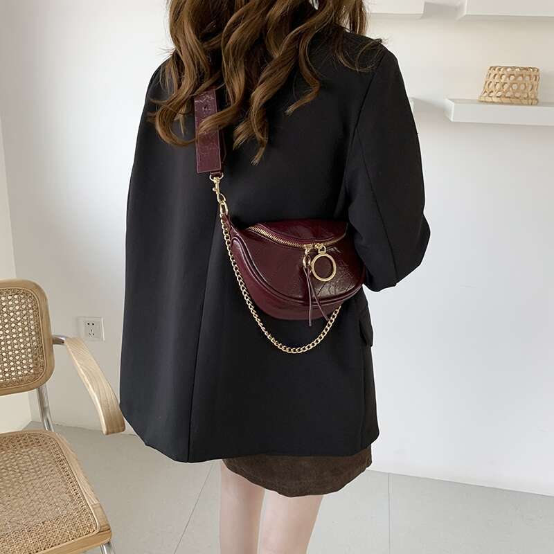 Designer Bag Vintage Quality Leather Chain Crossbody Bags Women Small Shoulder Messenger Bag Lady Waist Bag Female Casual Handbags And Purses Saddle b
