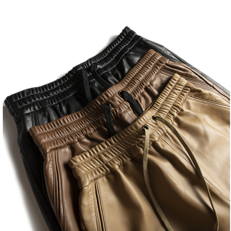 Stylish Leather Pants Women Haruku Soft Skin Bermuda Shorts Elastic Waist Straight Wide Leg Trousers Mujer Baggy Pantalons