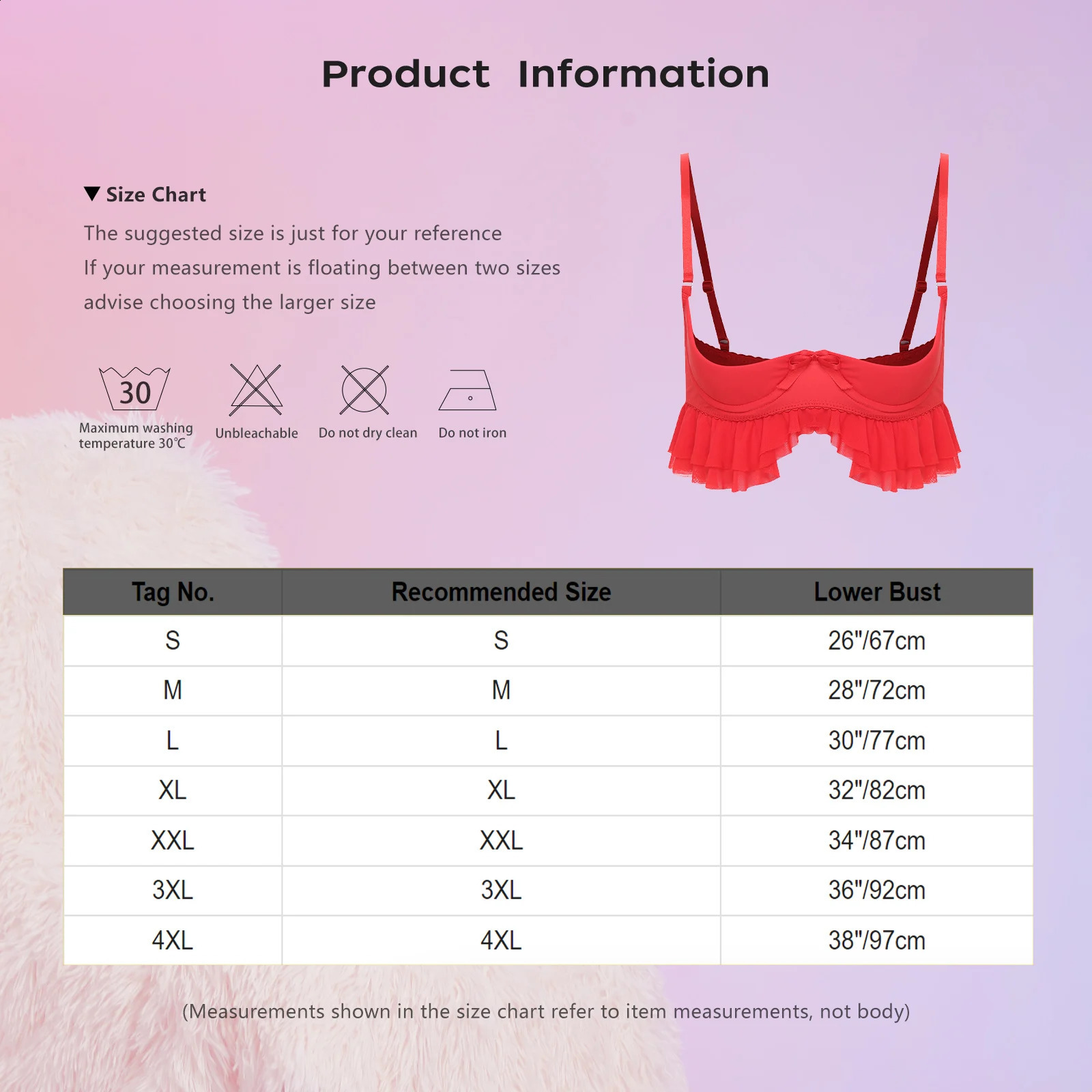 Erotic Womens Sexy Push Up Bra with Ruffled Trim 13 Padded Cup Underwire Open Tempting Balconette Lingerie Nightwear 241105