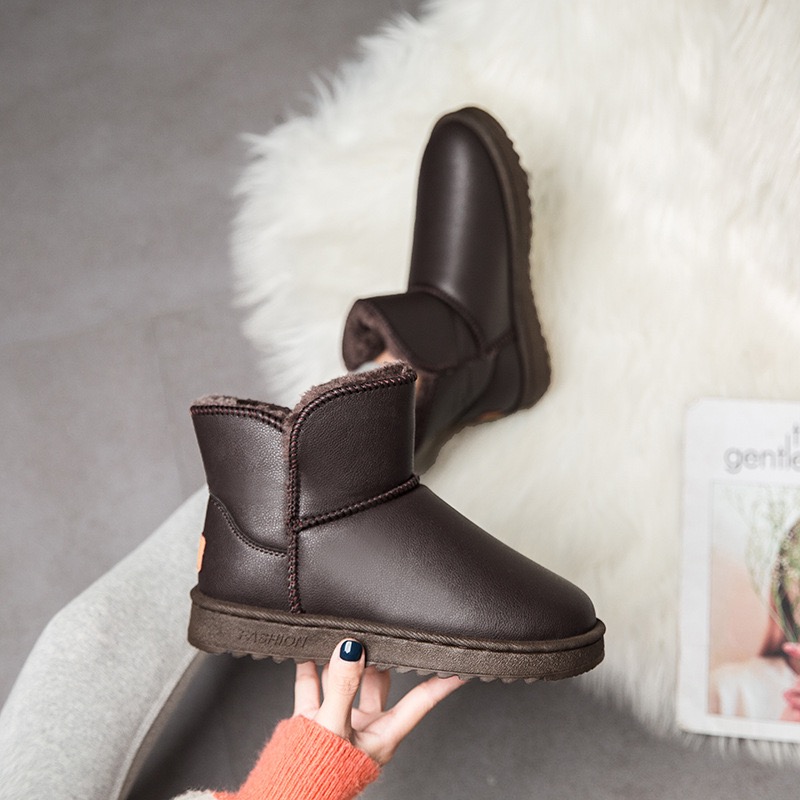 Leather Women's Boots Clogs Platform Autumn Shoes Round Toe Boots-Women Winter Footwear Flat Heel Designer Australia Women