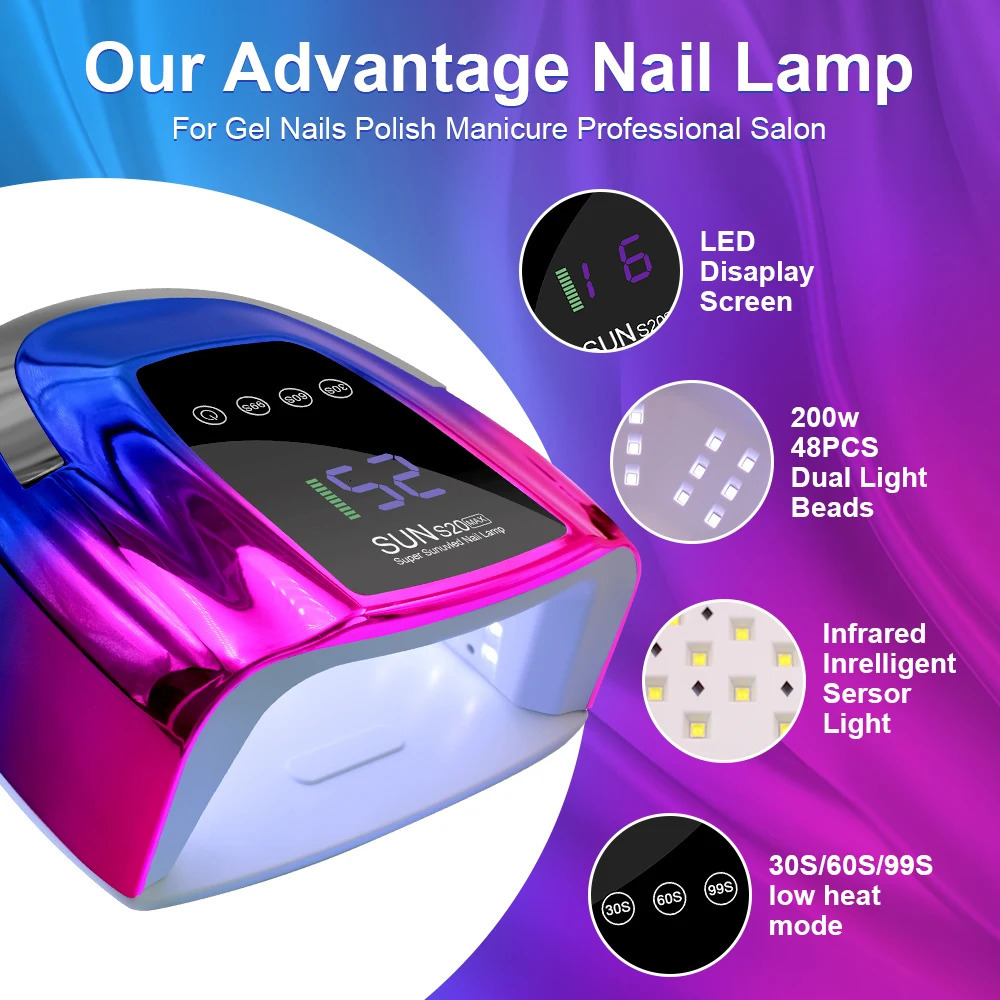 Cordless Rechargeable UV LED Nail Lamp With LED Display Wireless 48LEDS Nail Drying Lamp For Curing All Polish Gel Salon Tools 241104