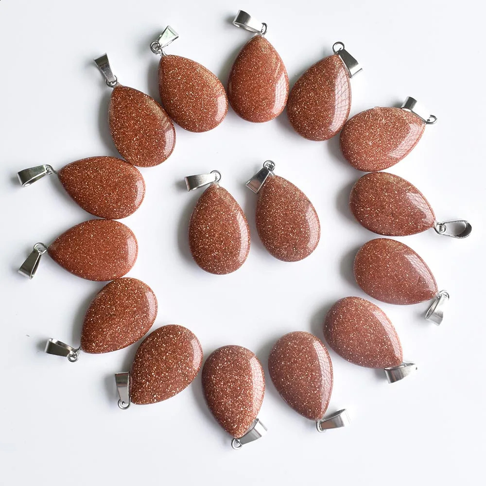 Wholesale 50pcslot trendy sell natural stone water drop shape pendants charms for Necklaces making 241105
