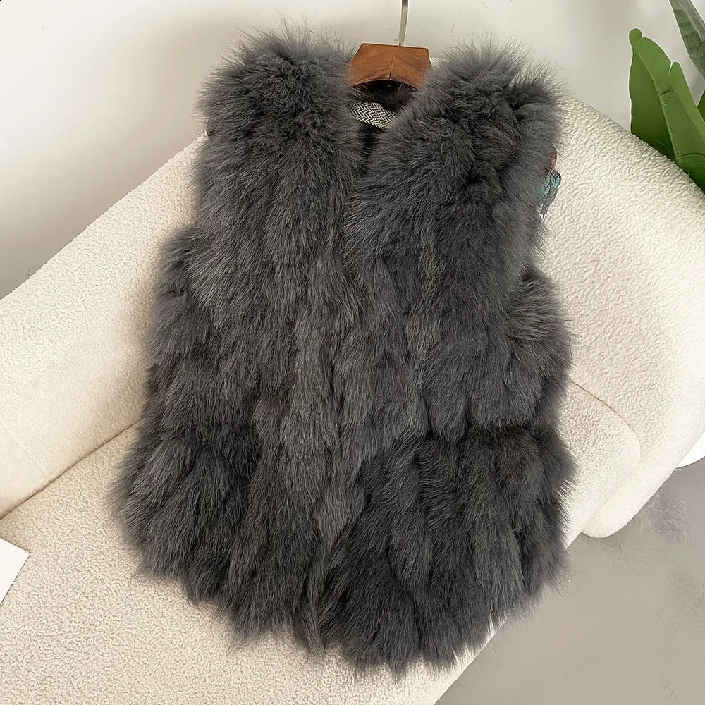 OFTBUY Autumn Winter Warm Womens Coat Natural Real Fox Fur Vest Thick Waistcoat Female Natural Fur Jacket Streetwear 241105