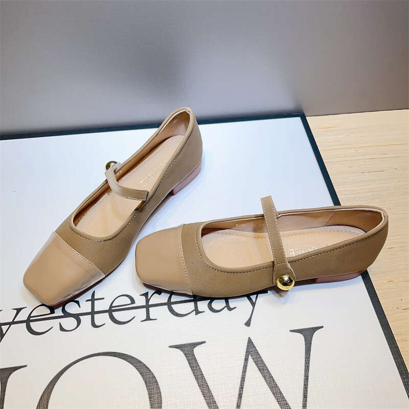 French Style Small Fragrance Temperament Single Shoe Women's Korean Version Shallow Mouth Square Toe Commuting Low Heel Mary Jane With Skirt Even