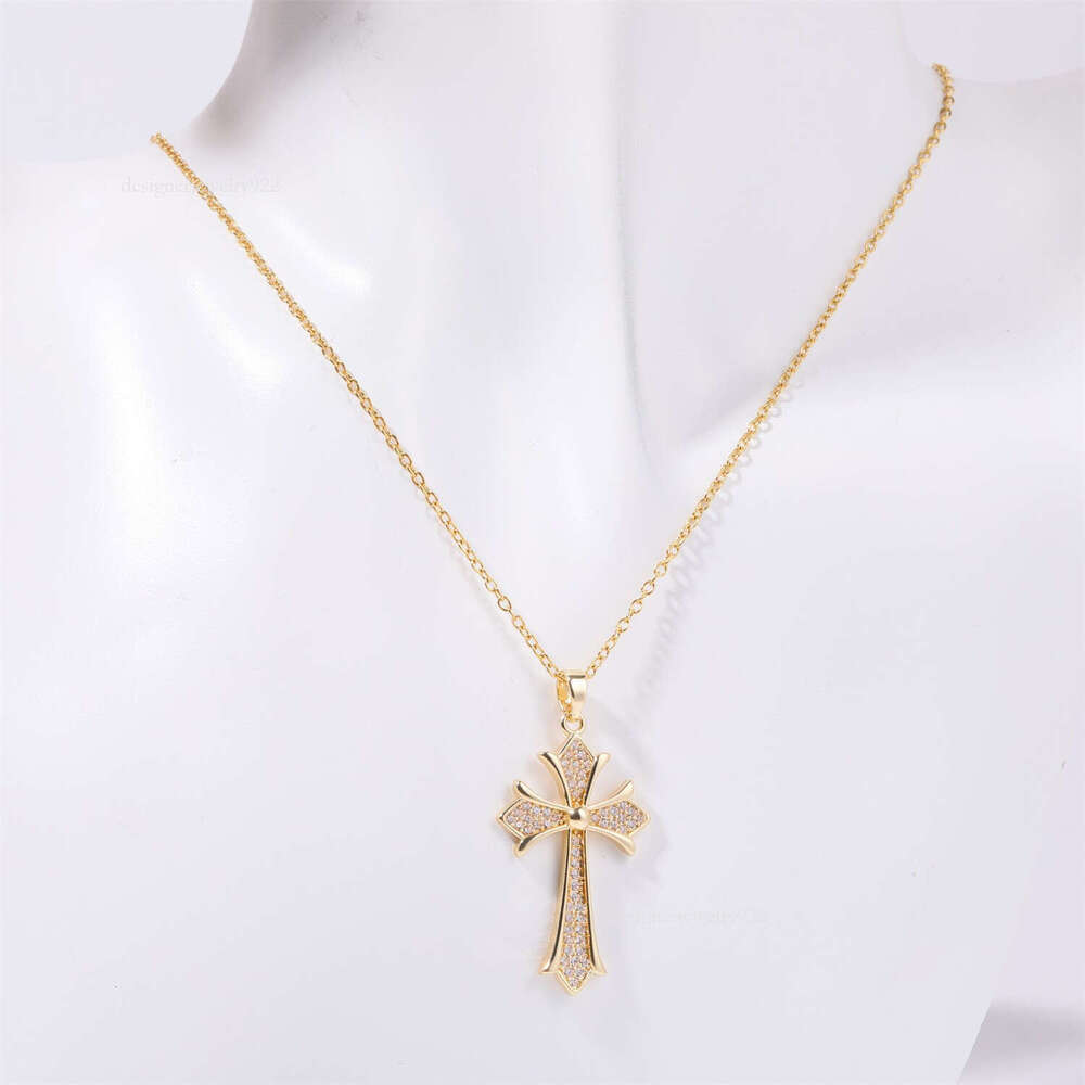 Pendant Chain Jewelry Minimalist Cross Rose Necklace Etsy New Product