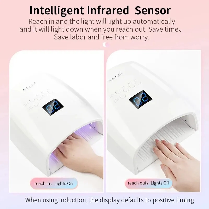Rechargeable UV LED Nail Lamp 66W Cordless Nail Dryer for Gel Polish Professional Nail Art Manicure Tools for Home and Salon 241104