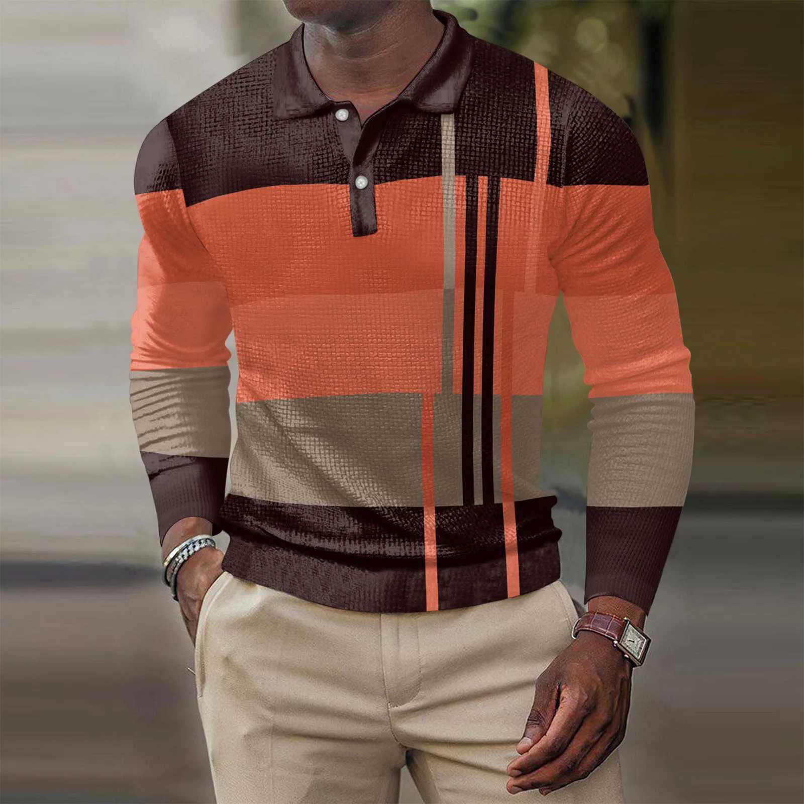New mens casual long slip shirt fashionable 3D printed top W241104